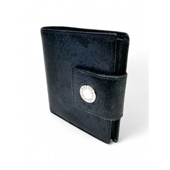 BVLGARI Vintage Blue & Black Leather Trifold Wallet - Picture 6 of 10